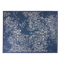 Sima Area Rug, Rectangular 8 x 10, Blue Woven Indoor Outdoor, White Design