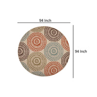 Monis Area Rug, Round 8 x 8, Ivory Indoor Outdoor, Ivory Medallion Pattern -BM321212