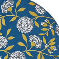 Ira Area Rug, Round 8 x 8, Blue Indoor Outdoor, White, Yellow Floral Design -BM321214