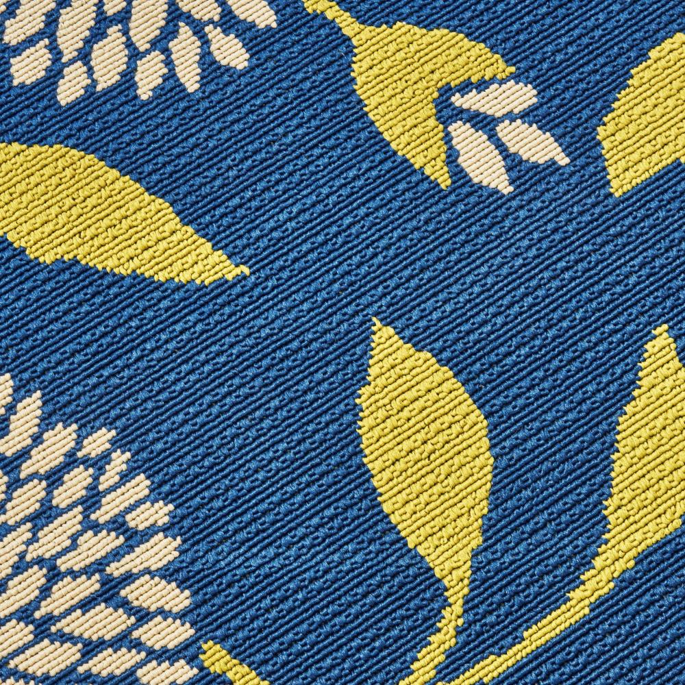 Ira Area Rug, Round 8 x 8, Blue Indoor Outdoor, White, Yellow Floral Design -BM321214