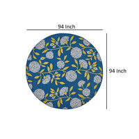 Ira Area Rug, Round 8 x 8, Blue Indoor Outdoor, White, Yellow Floral Design -BM321214