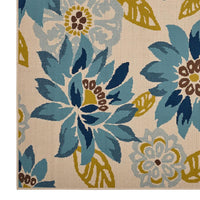 Ira Area Rug, Rectangular 5 x 7, Ivory Indoor Outdoor, Blue Yellow Floral -BM321215