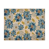 Ira Area Rug, Rectangular 8 x 10, Ivory Indoor Outdoor, Blue Yellow Floral