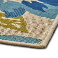 Ira Area Rug, Rectangular 8 x 10, Ivory Indoor Outdoor, Blue Yellow Floral -BM321216