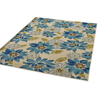 Ira Area Rug, Rectangular 8 x 10, Ivory Indoor Outdoor, Blue Yellow Floral -BM321216