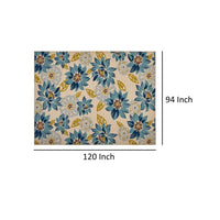 Ira Area Rug, Rectangular 8 x 10, Ivory Indoor Outdoor, Blue Yellow Floral -BM321216