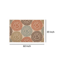 Monis Area Rug, Rectangular 3 x 5, Ivory Indoor Outdoor, Medallion pattern -BM321217