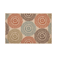 Monis Area Rug, Rectangular 3 x 5, Ivory Indoor Outdoor, Medallion pattern