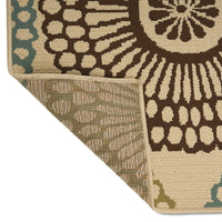 Monis Area Rug, Rectangular 5 x 7, Beige Indoor Outdoor, Medallion Pattern -BM321218