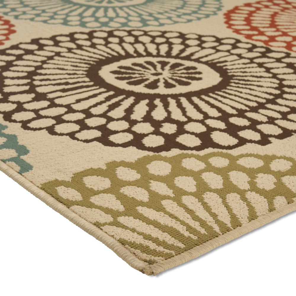 Monis Area Rug, Rectangular 5 x 7, Beige Indoor Outdoor, Medallion Pattern -BM321218