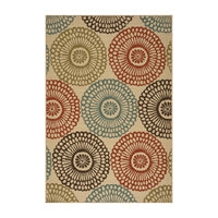 Monis Area Rug, Rectangular 5 x 7, Beige Indoor Outdoor, Medallion Pattern