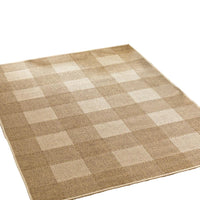 Ricky Area Rug, Rectangular 5 x 7, Light Brown Indoor Outdoor Plaid Pattern -BM321219