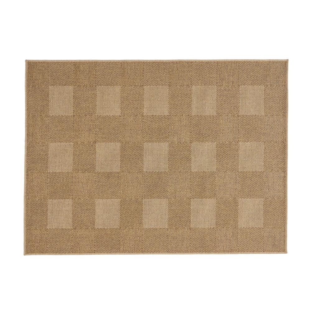 Ricky Area Rug, Rectangular 5 x 7, Light Brown Indoor Outdoor Plaid Pattern