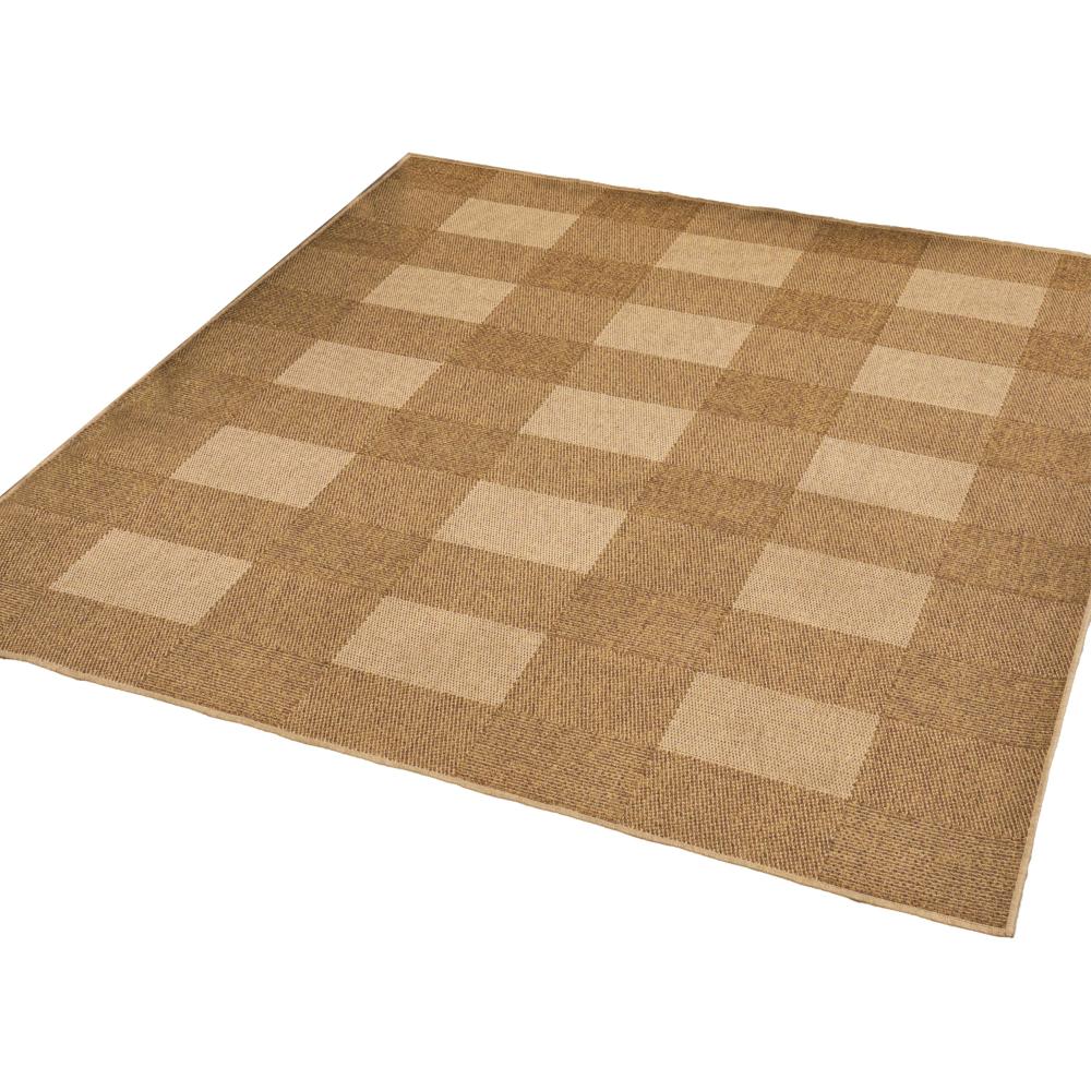 Ricky Area Rug, Rectangular 8 x 10, Light Brown Plaid, Indoor Outdoor -BM321220