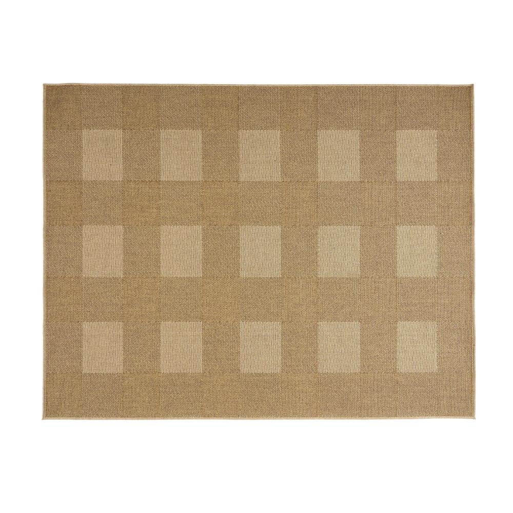 Ricky Area Rug, Rectangular 8 x 10, Light Brown Plaid, Indoor Outdoor