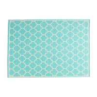 Mig Area Rug, Rectangular 5 x 7, Handcrafted Teal, Ivory Indoor Outdoor