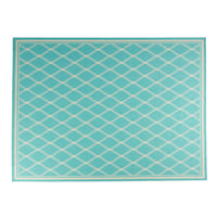 Mig Area Rug, Rectangular 8 x 10, Teal Blue and Ivory, Indoor Outdoor