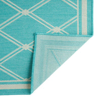 Mig Area Rug, Rectangular 8 x 10, Teal Blue and Ivory, Indoor Outdoor -BM321222