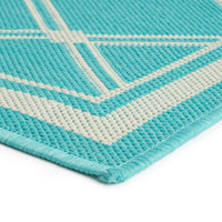Mig Area Rug, Rectangular 8 x 10, Teal Blue and Ivory, Indoor Outdoor -BM321222