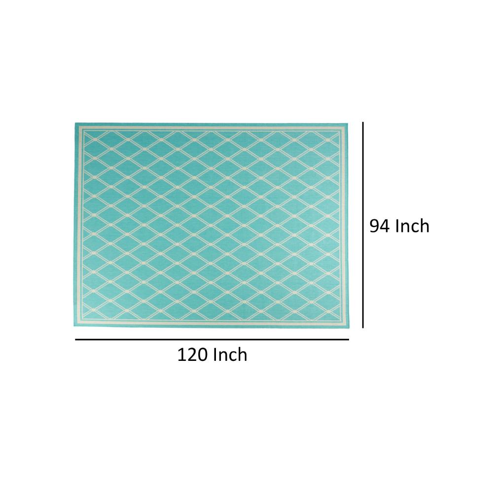 Mig Area Rug, Rectangular 8 x 10, Teal Blue and Ivory, Indoor Outdoor -BM321222