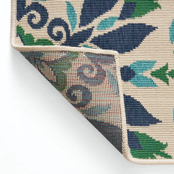 Dian Area Rug, 5 x 7 Ivory and Blue Indoor Outdoor, Medallion Pattern -BM321223