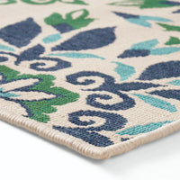 Dian Area Rug, 5 x 7 Ivory and Blue Indoor Outdoor, Medallion Pattern -BM321223