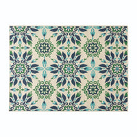 Dian Area Rug, 5 x 7 Ivory and Blue Indoor Outdoor, Medallion Pattern