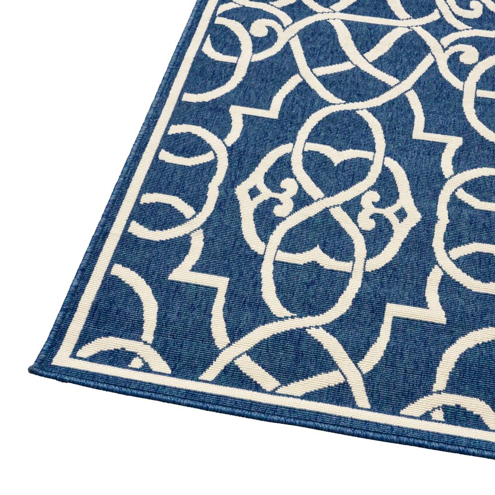 Dian Area Rug 5 x 8, Dark Blue, Ivory Indoor Outdoor, Argyle and Trellis -BM321224