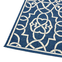 Dian Area Rug 5 x 8, Dark Blue, Ivory Indoor Outdoor, Argyle and Trellis -BM321224