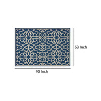 Dian Area Rug 5 x 8, Dark Blue, Ivory Indoor Outdoor, Argyle and Trellis -BM321224