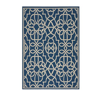 Dian Area Rug 5 x 8, Dark Blue, Ivory Indoor Outdoor, Argyle and Trellis