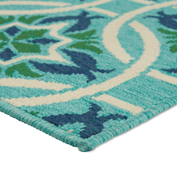 Dian 5 x 8 Area Rug, Blue, Green, White Indoor Outdoor, Intricate Design -BM321225