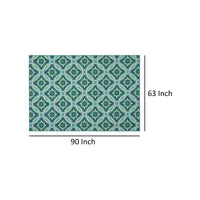 Dian 5 x 8 Area Rug, Blue, Green, White Indoor Outdoor, Intricate Design -BM321225