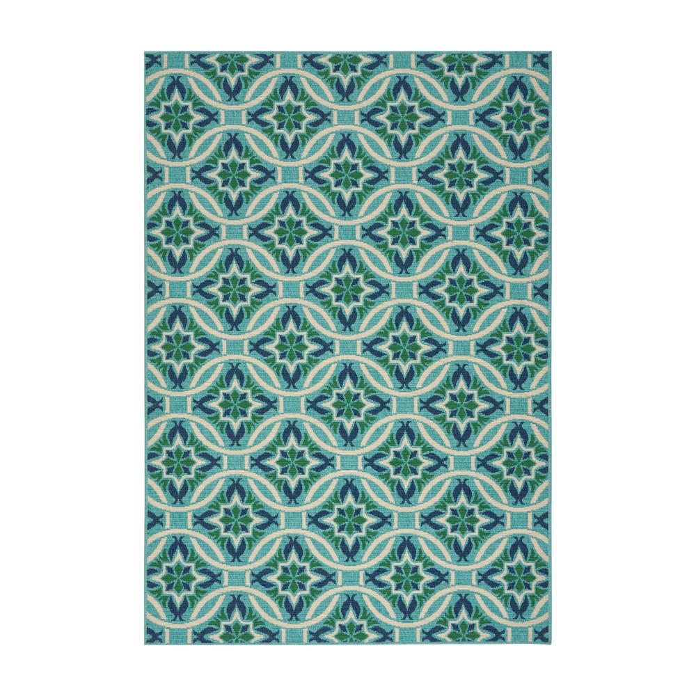 Dian 5 x 8 Area Rug, Blue, Green, White Indoor Outdoor, Intricate Design