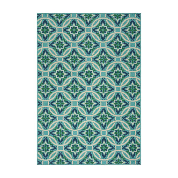 Dian 5 x 8 Area Rug, Blue, Green, White Indoor Outdoor, Intricate Design