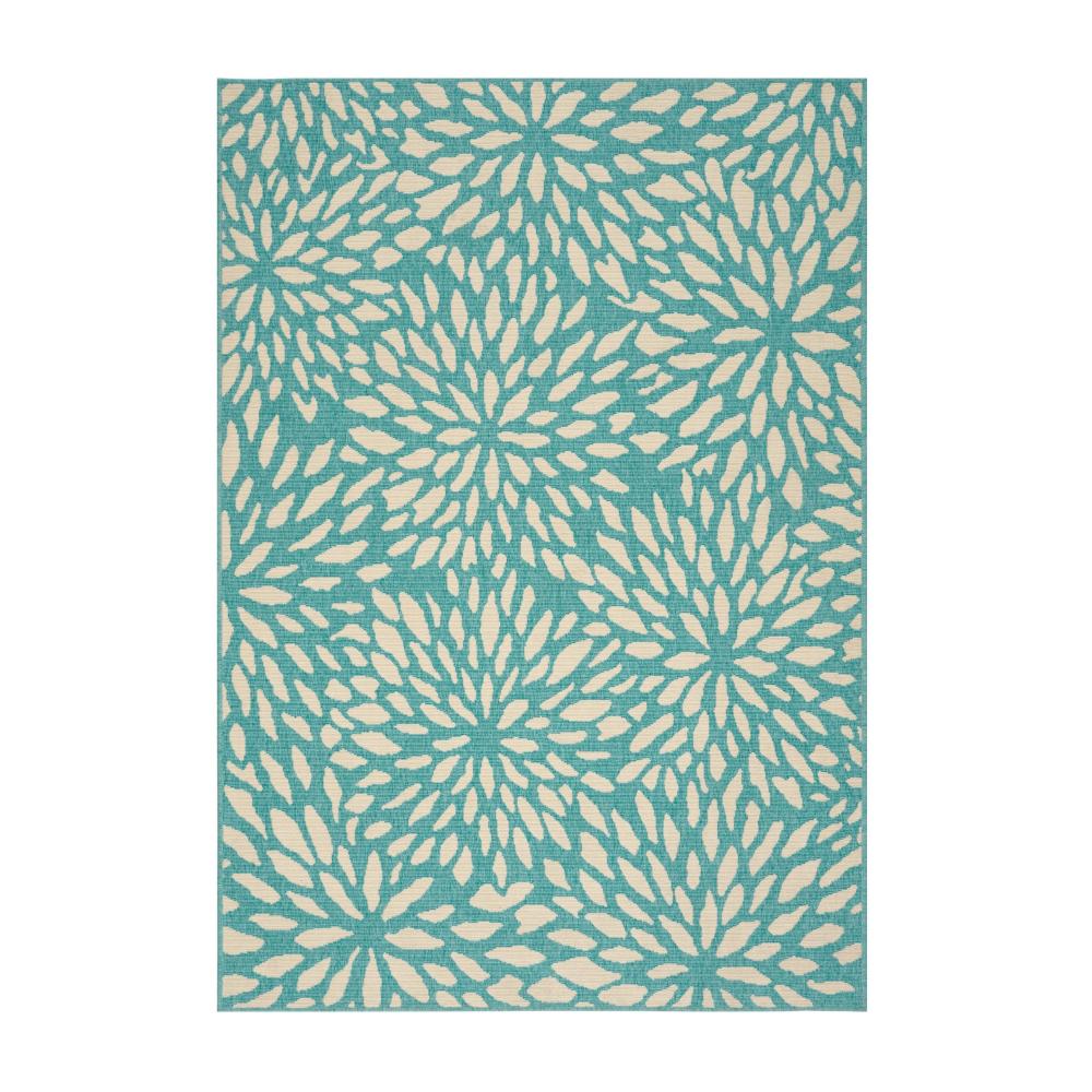 Dian Area Rug, Rectangular 5 x 8, Blue, Ivory Indoor Outdoor, Floral Design