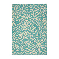 Dian Area Rug, Rectangular 5 x 8, Blue, Ivory Indoor Outdoor, Floral Design