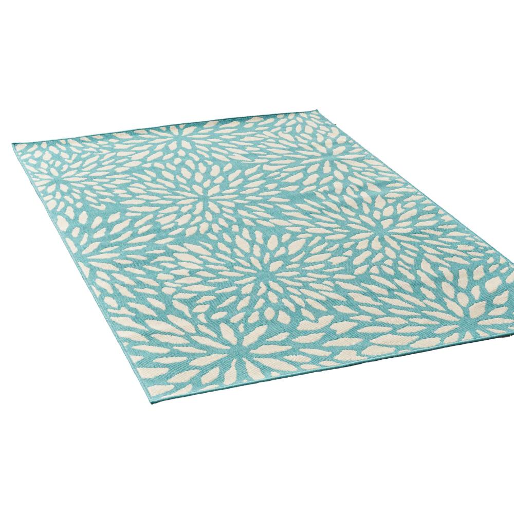 Dian Area Rug, Rectangular 5 x 8, Blue, Ivory Indoor Outdoor, Floral Design -BM321226