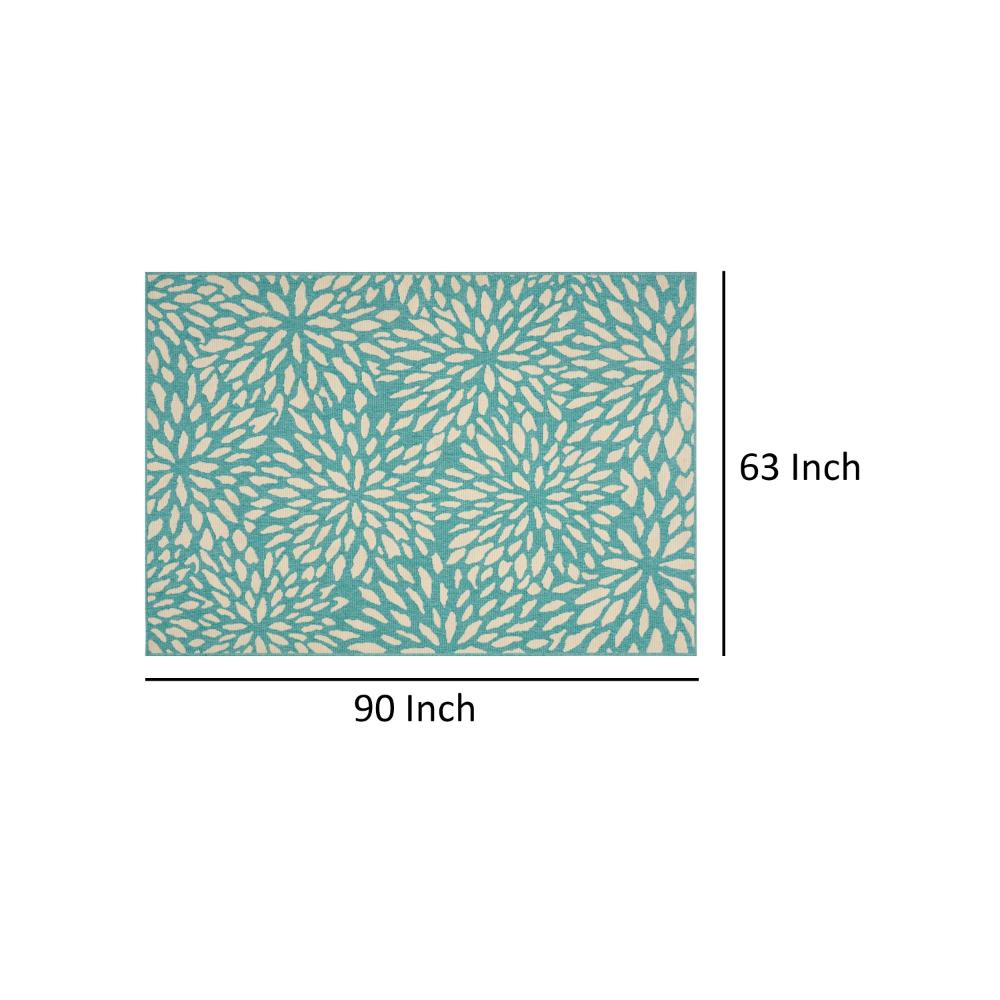 Dian Area Rug, Rectangular 5 x 8, Blue, Ivory Indoor Outdoor, Floral Design -BM321226