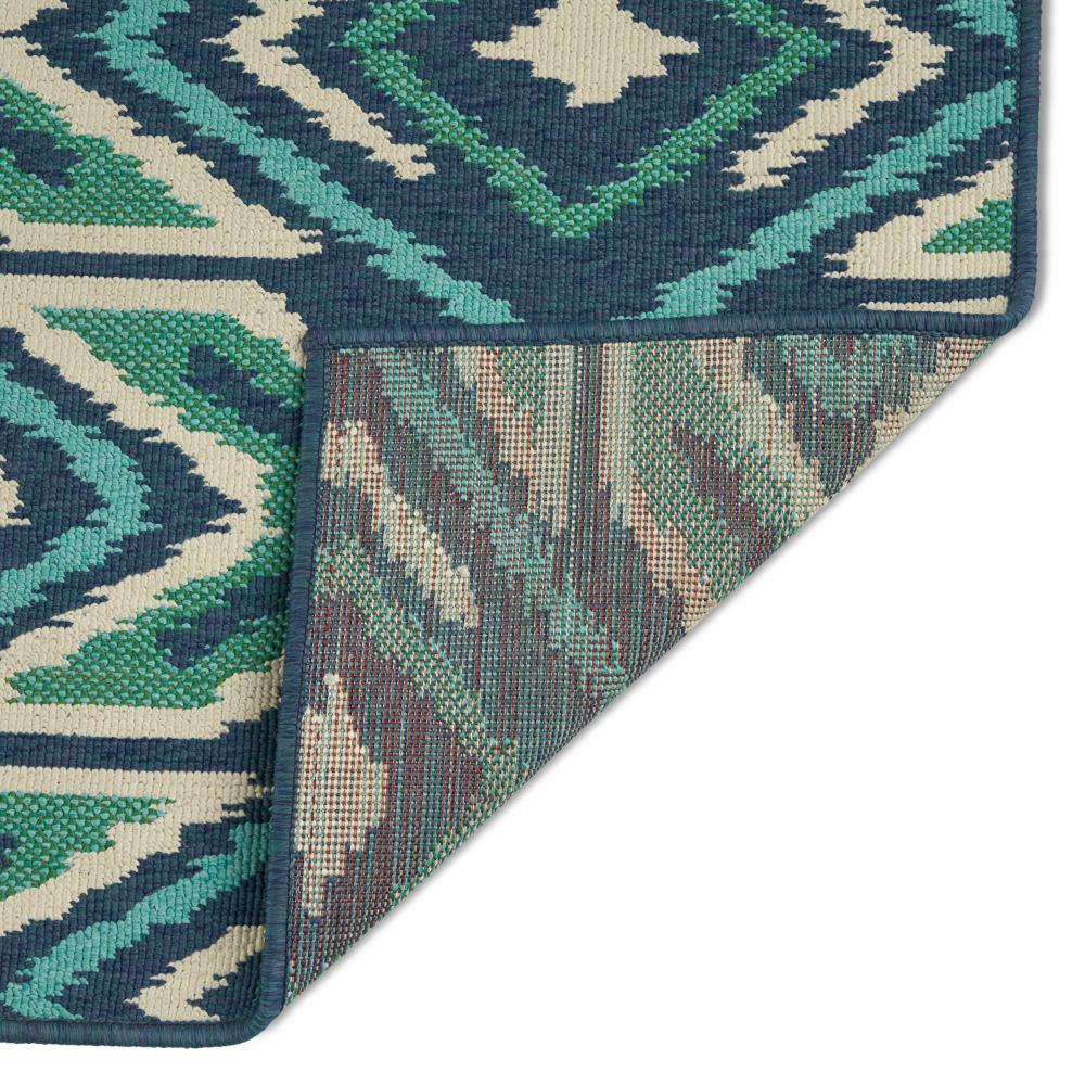 Dian 5 x 8 Area Rug, Navy Blue Indoor Outdoor, Ikat and Checkered Design -BM321227