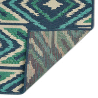 Dian 5 x 8 Area Rug, Navy Blue Indoor Outdoor, Ikat and Checkered Design -BM321227