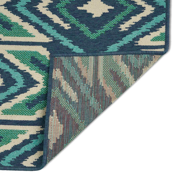 Dian 5 x 8 Area Rug, Navy Blue Indoor Outdoor, Ikat and Checkered Design -BM321227