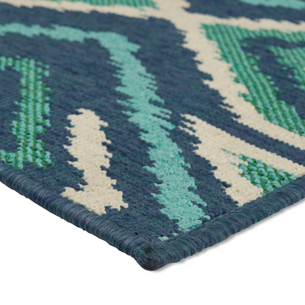 Dian 5 x 8 Area Rug, Navy Blue Indoor Outdoor, Ikat and Checkered Design -BM321227
