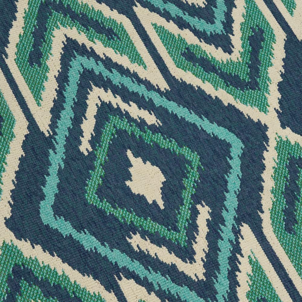 Dian 5 x 8 Area Rug, Navy Blue Indoor Outdoor, Ikat and Checkered Design -BM321227