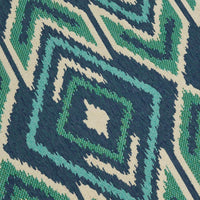 Dian 5 x 8 Area Rug, Navy Blue Indoor Outdoor, Ikat and Checkered Design -BM321227