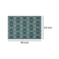 Dian 5 x 8 Area Rug, Navy Blue Indoor Outdoor, Ikat and Checkered Design -BM321227