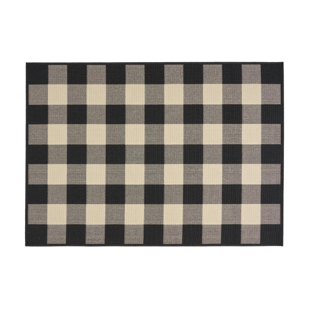 Ina Area Rug, Rectangular 5 x 7, Black, White, Gray Checkered Pattern
