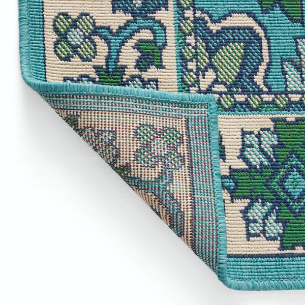 Dian Area Rug, 5 x 7, Ivory and Blue Indoor Outdoor, Medallion Design -BM321229