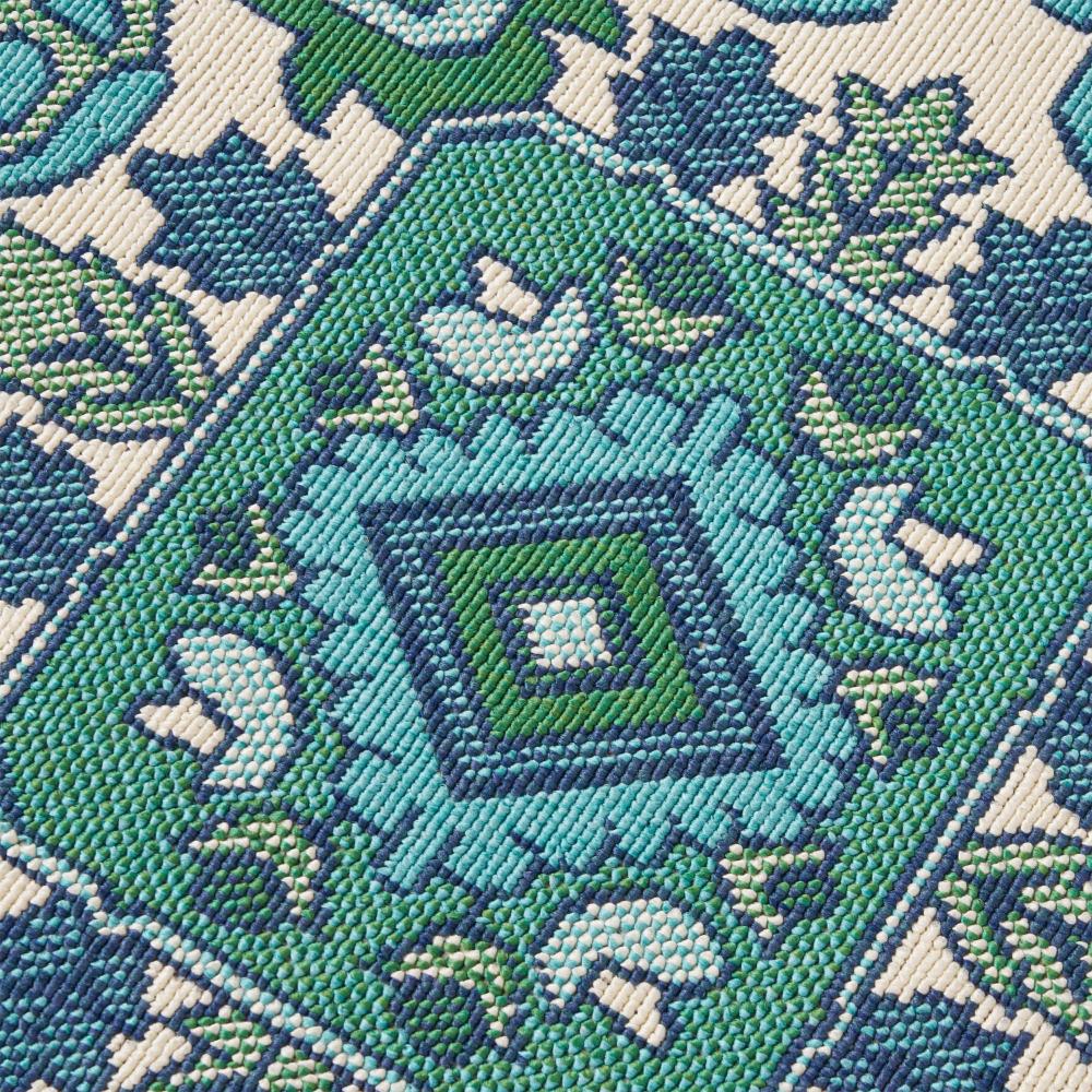 Dian Area Rug, 5 x 7, Ivory and Blue Indoor Outdoor, Medallion Design -BM321229