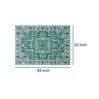 Dian Area Rug, 5 x 7, Ivory and Blue Indoor Outdoor, Medallion Design -BM321229